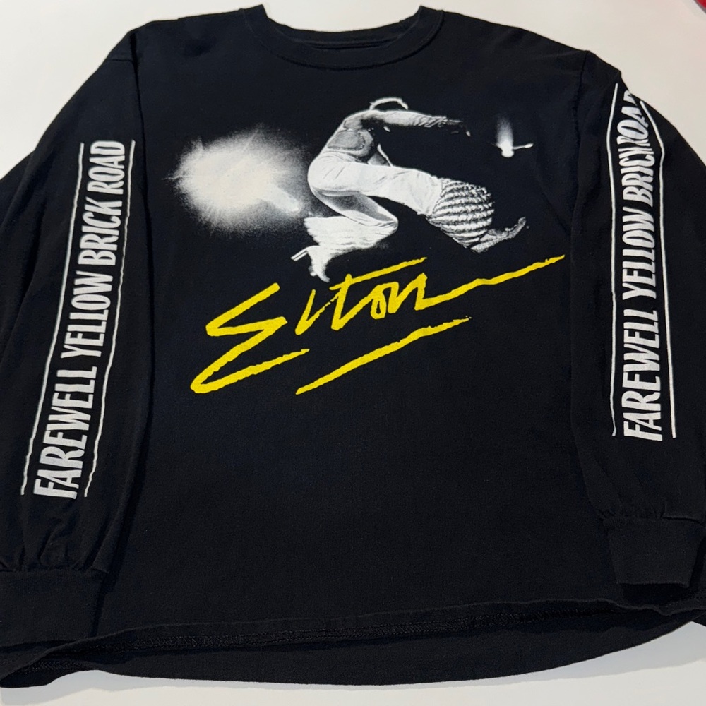 Elton John “Farewell Yellow Brick Road”‎  Black Graphic Long Sleeve Tour Shirt